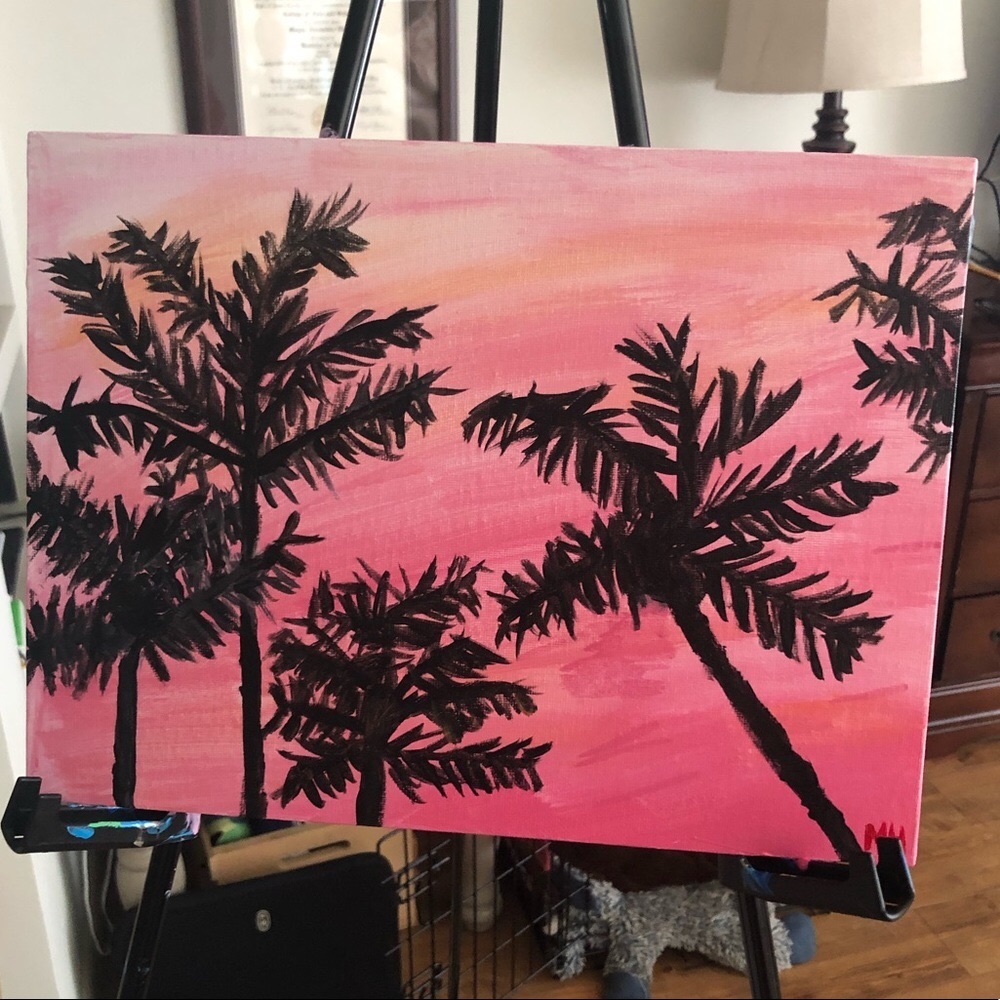 Acrylic Palmetto Sunset Painting